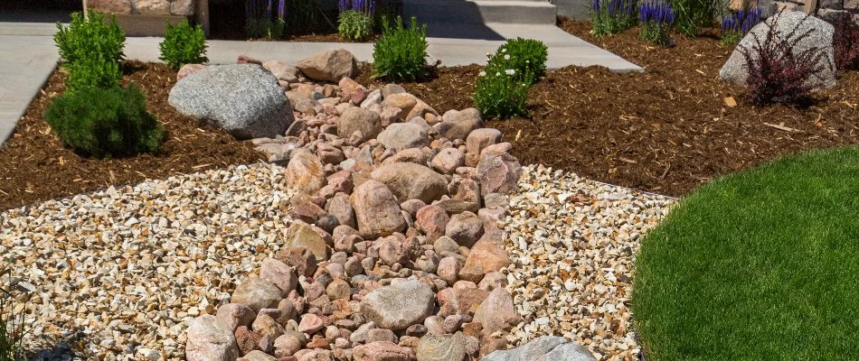 Dry creek bed on a property in Westfield, NJ.