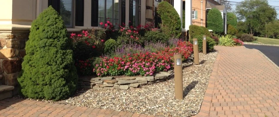 Rocks in a landscape on a property in Westfield, NJ.